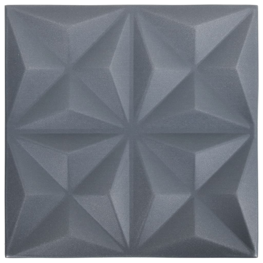 vidaXL 3D stenski paneli 12 kosov 50x50 cm origami sivi 3 m²