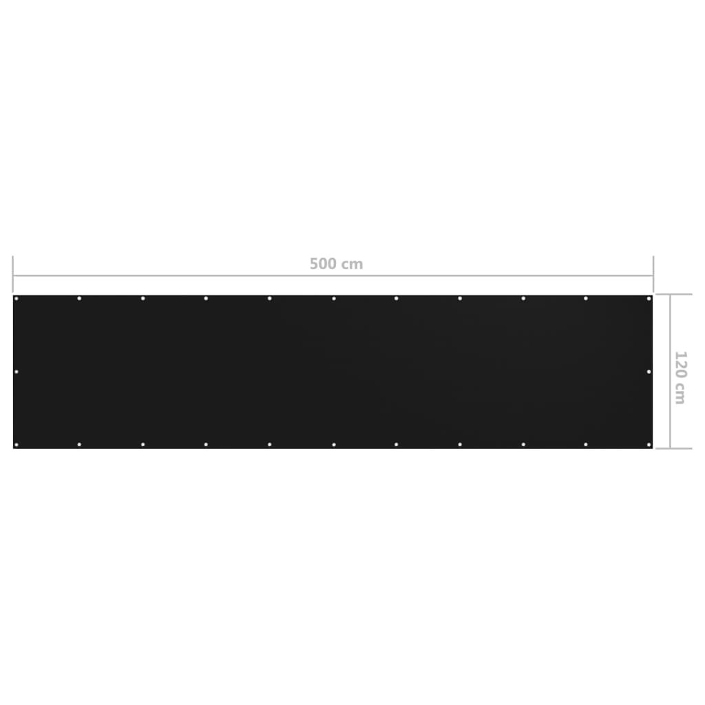 vidaXL Balkonsko platno črno 120x500 cm oksford blago