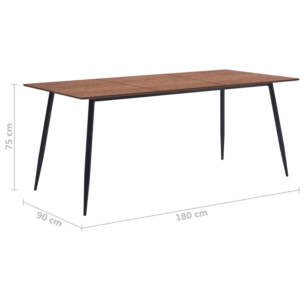 vidaXL Jedilna miza rjava 180x90x75 cm mediapan
