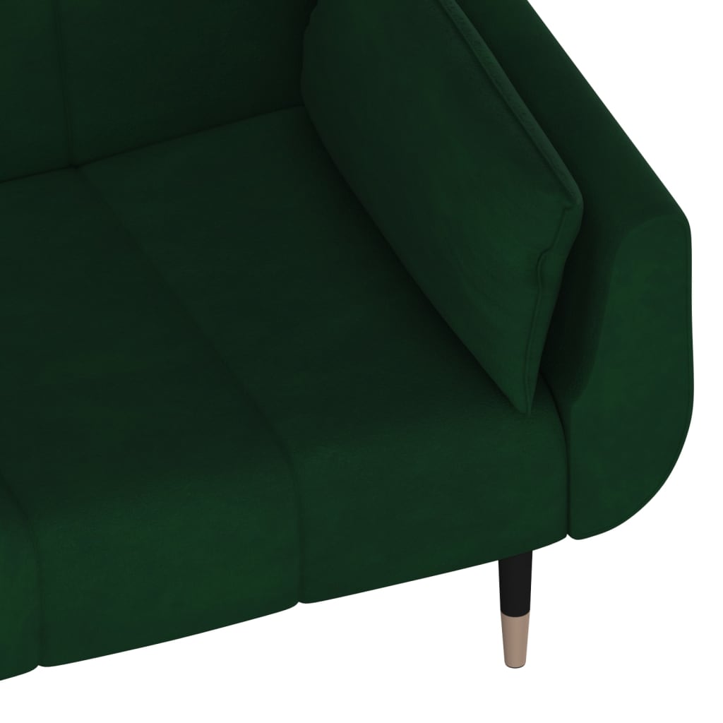 vidaXL Raztegljiv kavč dvosed z blazinama temno zelen žamet