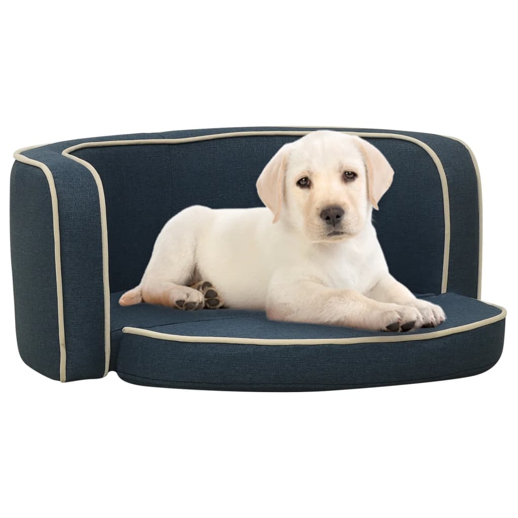 vidaXL Zložljiv pasji kavč moder 76x71x30 cm s platneno pralno blazino