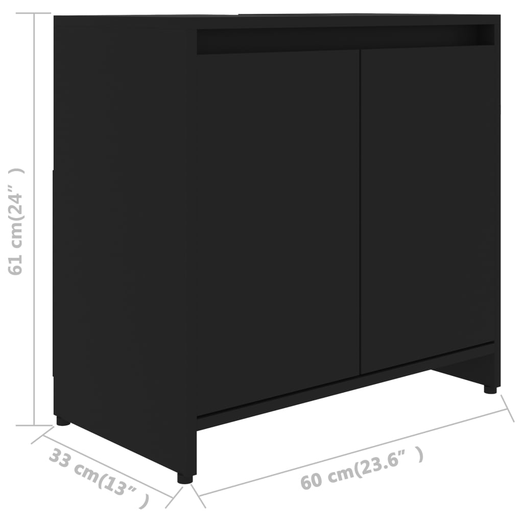 vidaXL Kopalniška omarica črna 60x33x61 cm iverna plošča