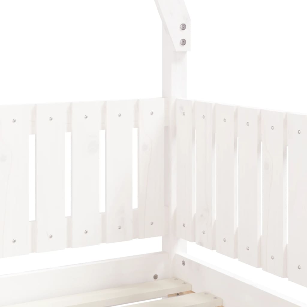 vidaXL Otroški posteljni okvir bel 70x140 cm trdna borovina