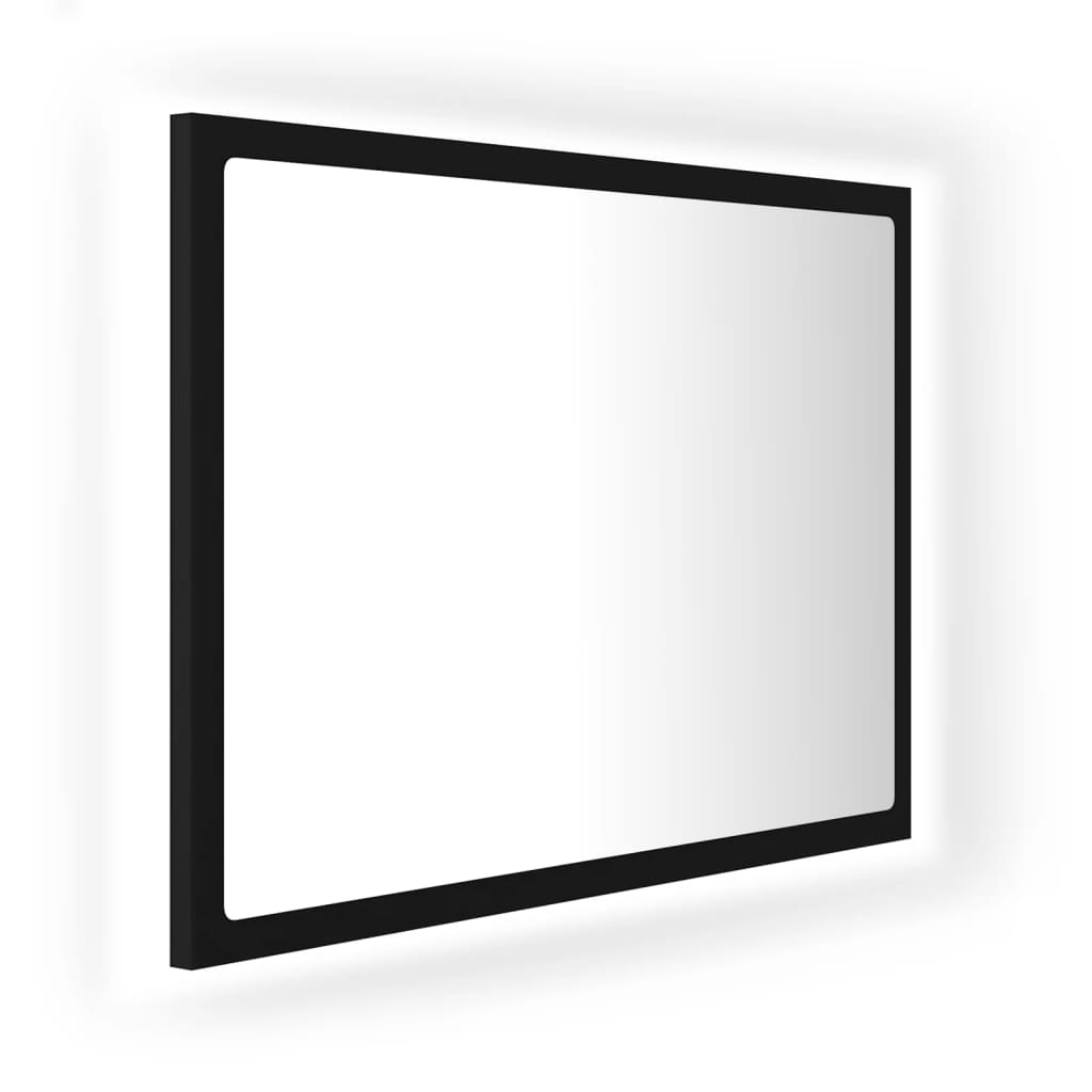 vidaXL LED kopalniško ogledalo črno 60x8,5x37 cm akril
