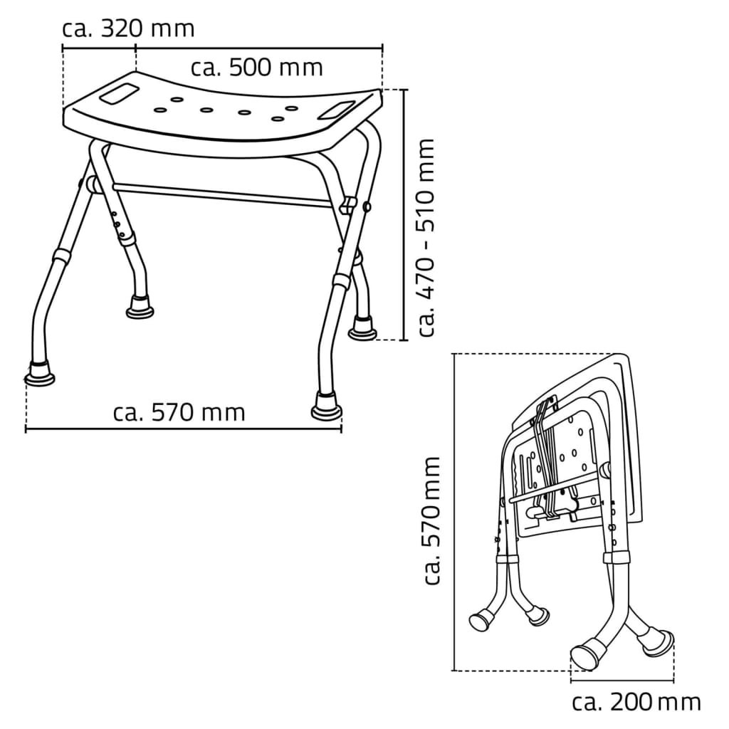 RIDDER Zložljiv kopalniški stolček 110 kg bel