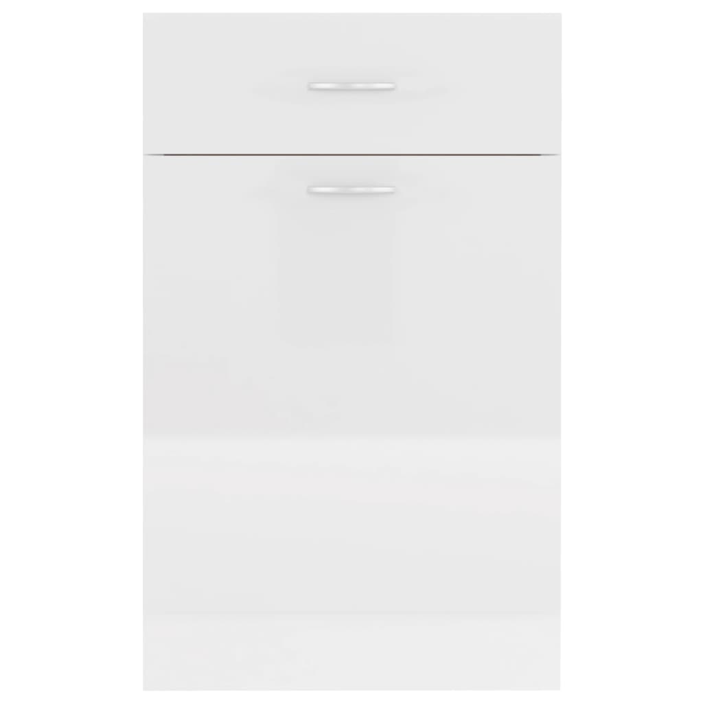 vidaXL Spodnja omarica s predalom visok sijaj bela 50x46x81,5 cm