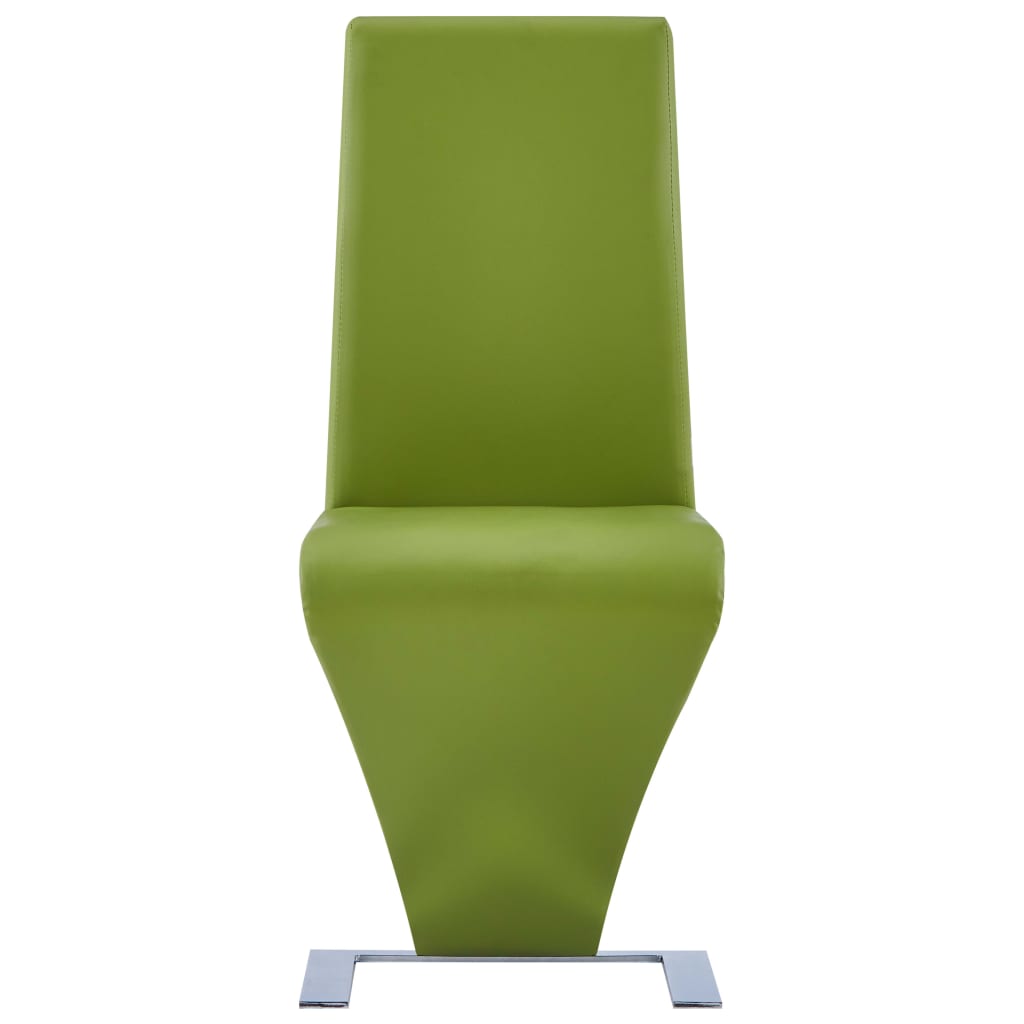 vidaXL Jedilni stoli cikcak oblike 4 kosi zeleno umetno usnje