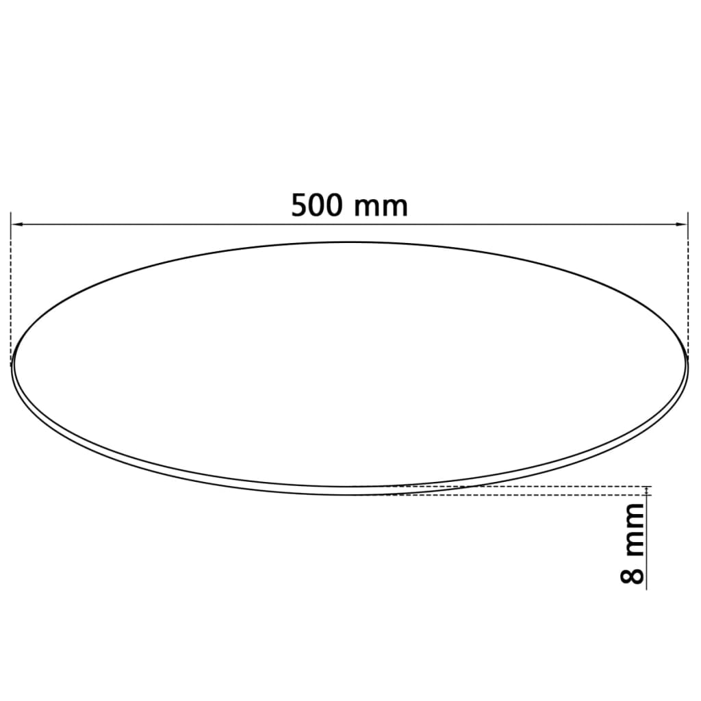 vidaXL Površina za Mizo Kaljeno Steklo Okrogle Oblike 500 mm