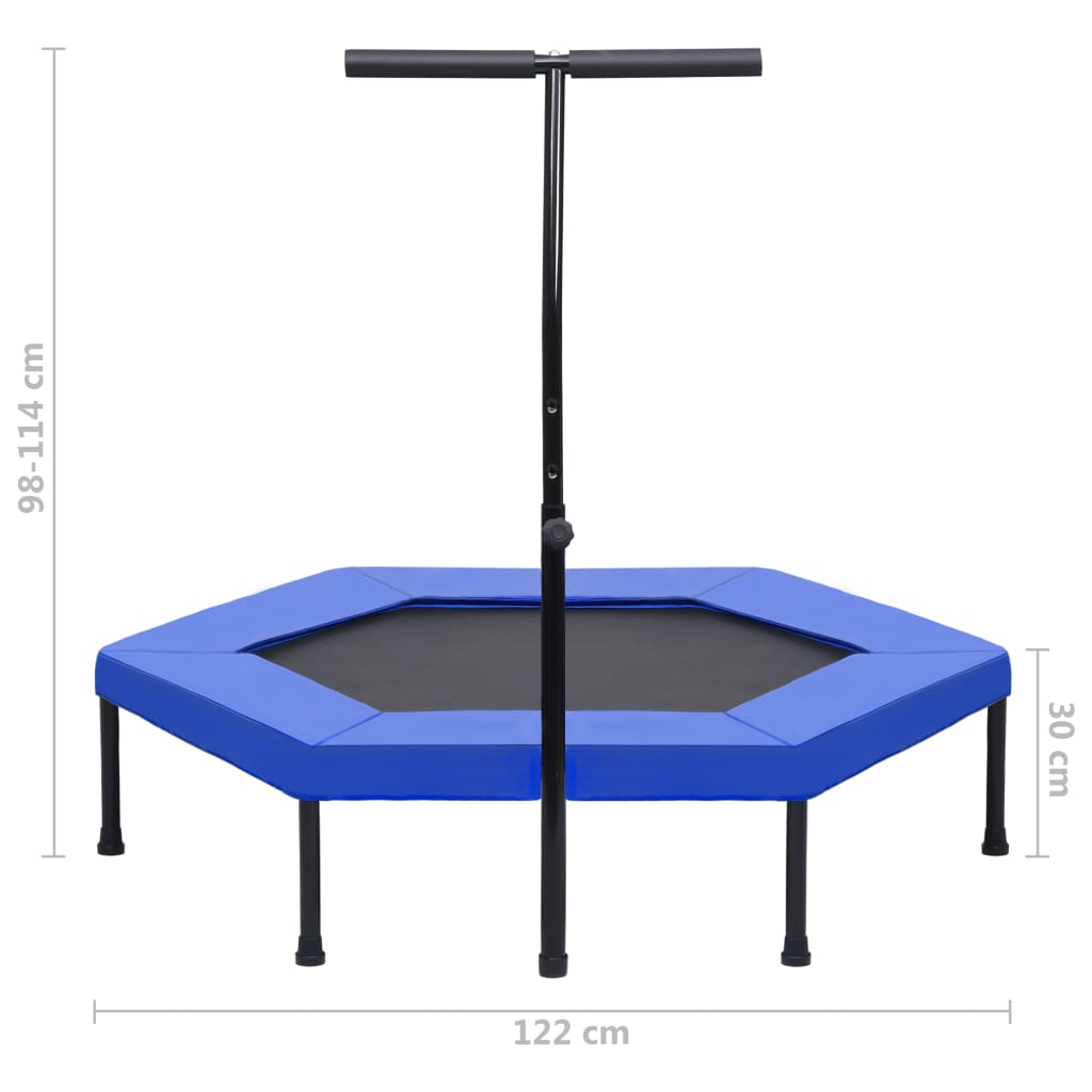 vidaXL Fitnes trampolin z ročajem in varnostno oblogo šestkoten 122 cm