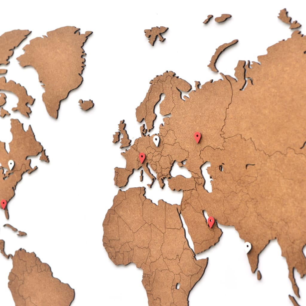 MiMi Innovations Lesen zemljevid sveta Luxury rjav 90x54 cm