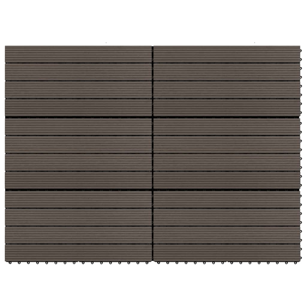 vidaXL Talne plošče 6 kosov WPC 60x30 cm 1,08 m² temno rjave