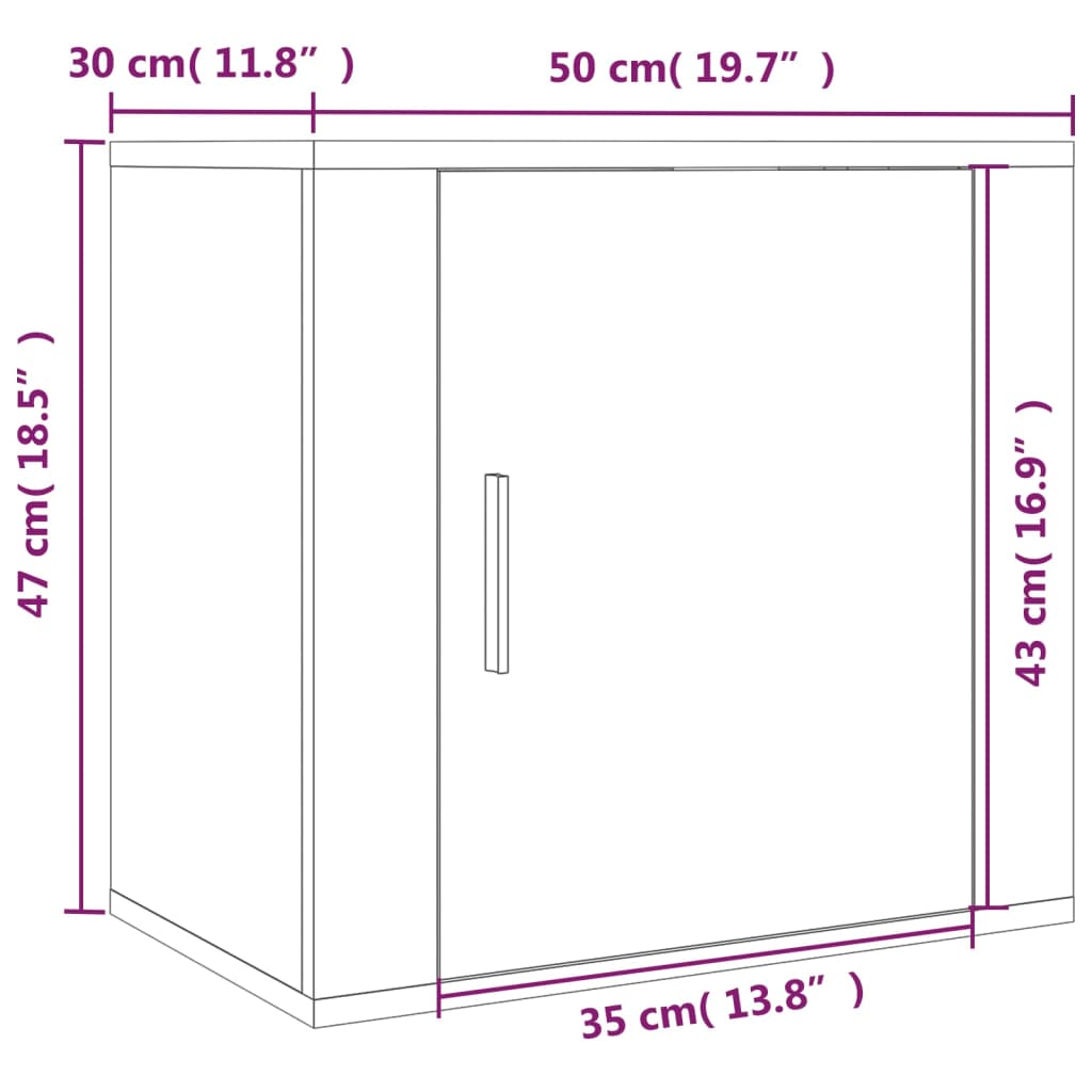 vidaXL Stenska nočna omarica rjavi hrast 50x30x47 cm