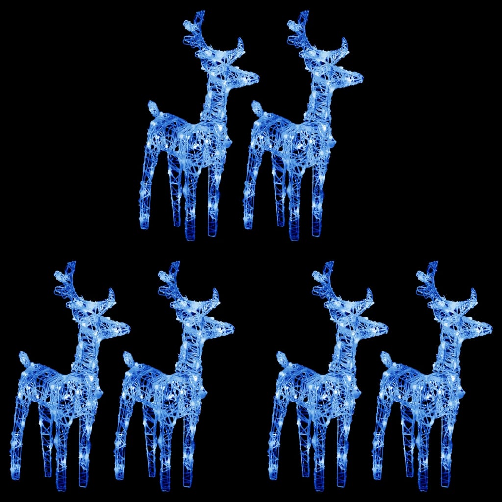 vidaXL Božični severni jeleni 6 kosov moder 240 LED akril