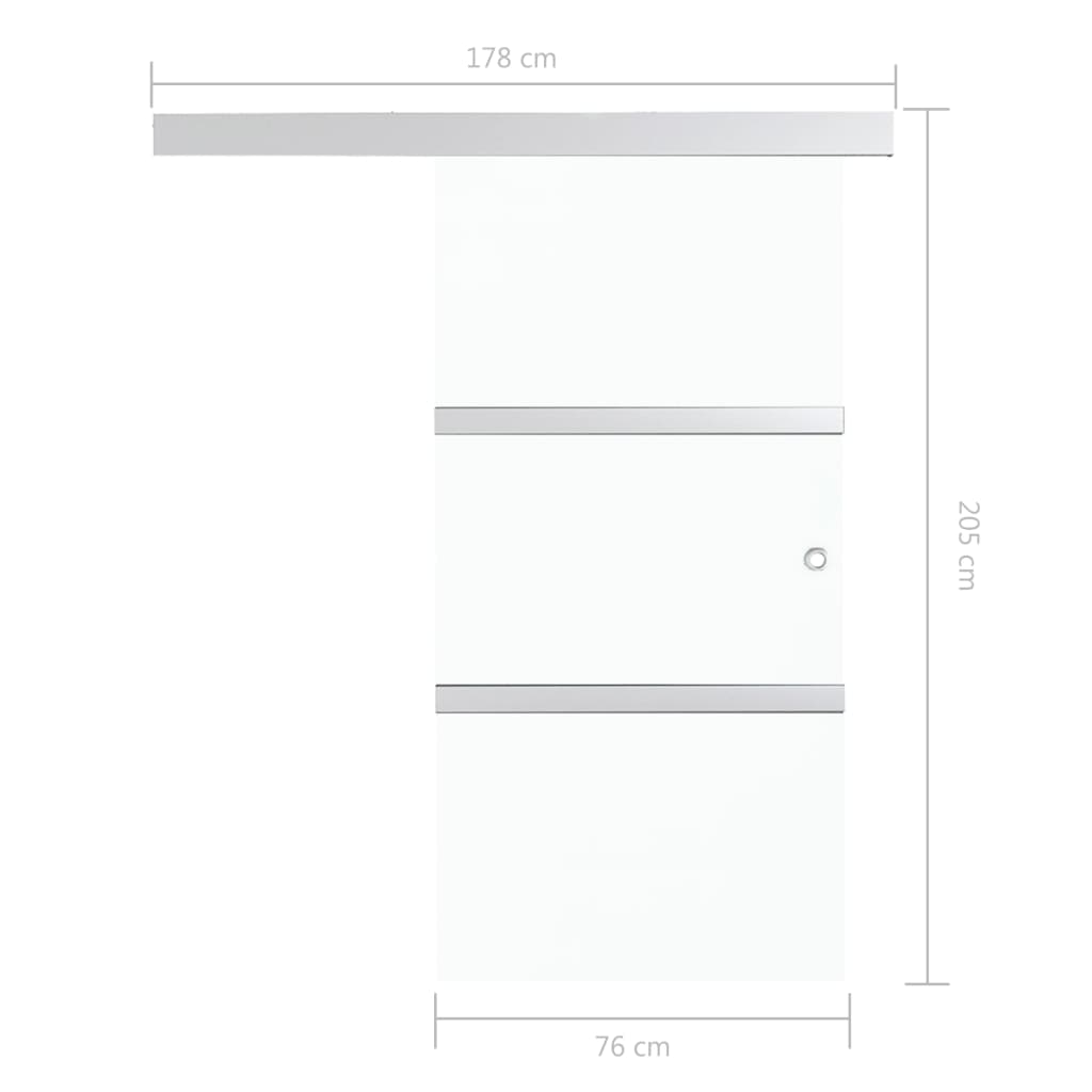 vidaXL Drsna vrata z mehkimi blokadami ESG steklo in aluminij 76x205cm