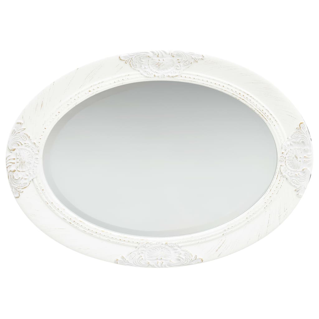 vidaXL Stensko ogledalo v baročnem stilu 50x70 cm belo