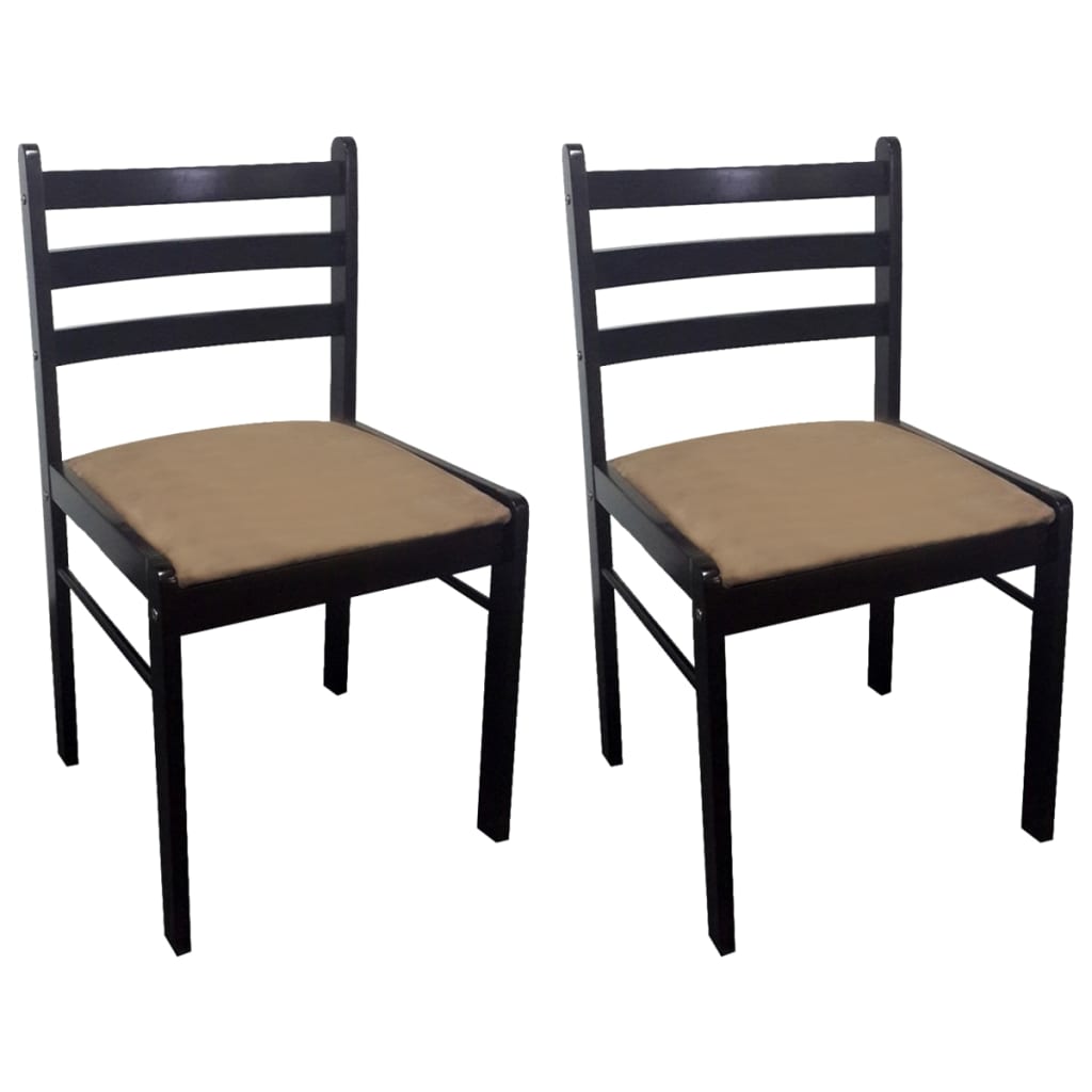 vidaXL Jedilni stoli 2 kosa rjavi iz trdnega kavčukovca in žameta