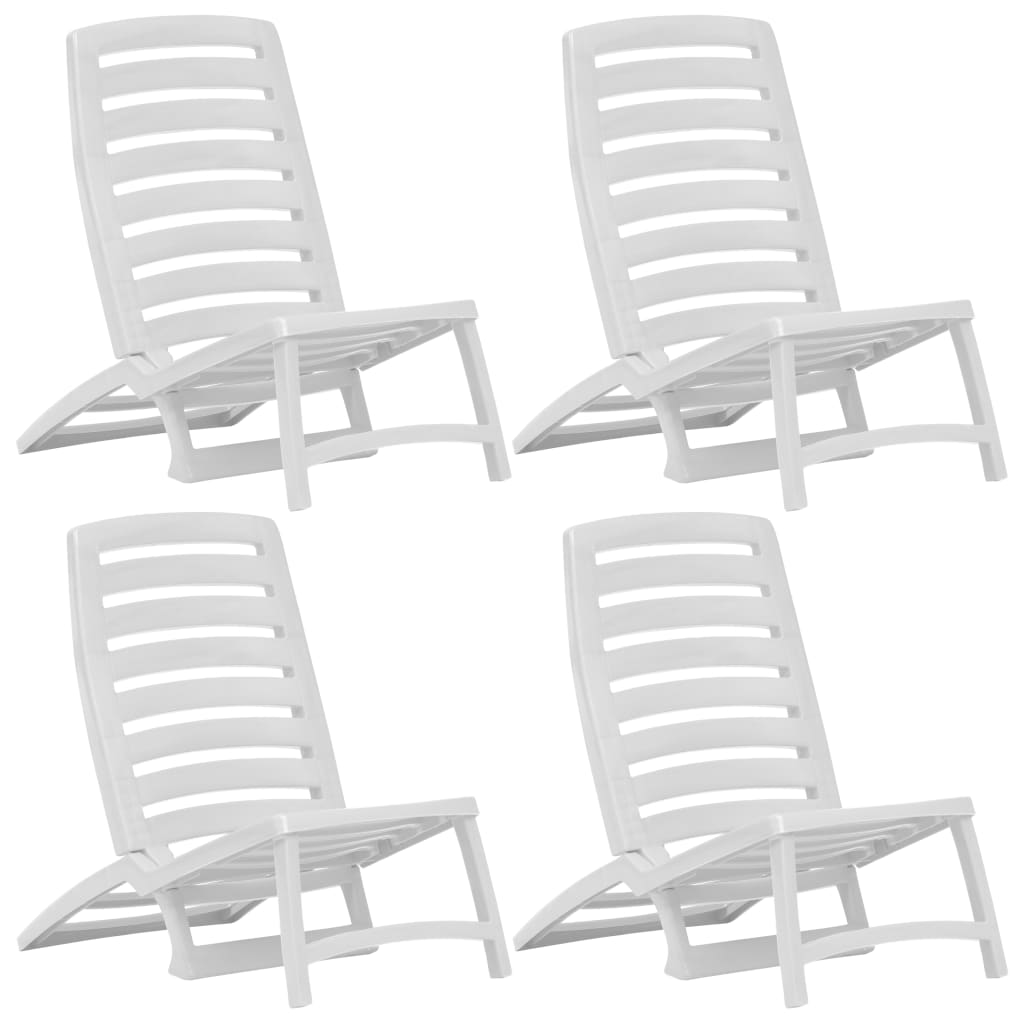 vidaXL Zložljivi stoli za na plažo 4 kosi plastika bele barve