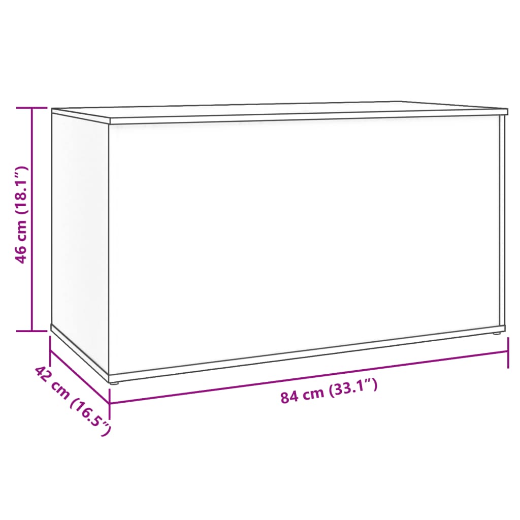 vidaXL Skrinja za shranjevanje visok sijaj bela 84x42x46 cm konst. les