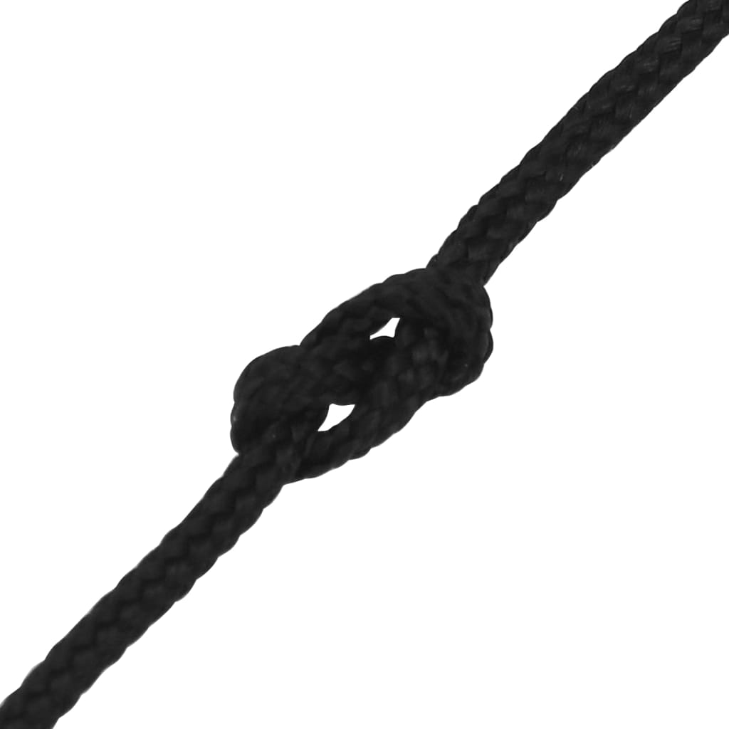 vidaXL Vrv za čoln popolnoma črna 3 mm 100 m polipropilen