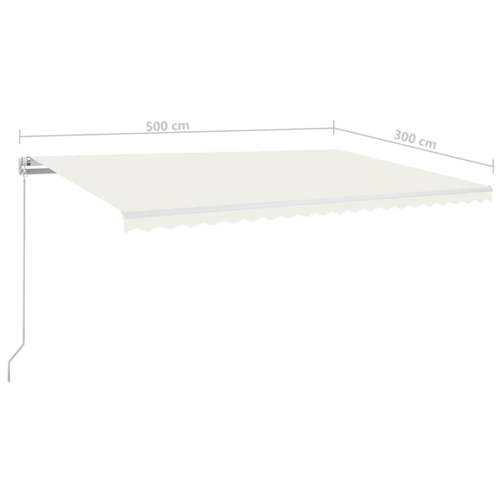 vidaXL Ročno zložljiva tenda 500x300 cm krem