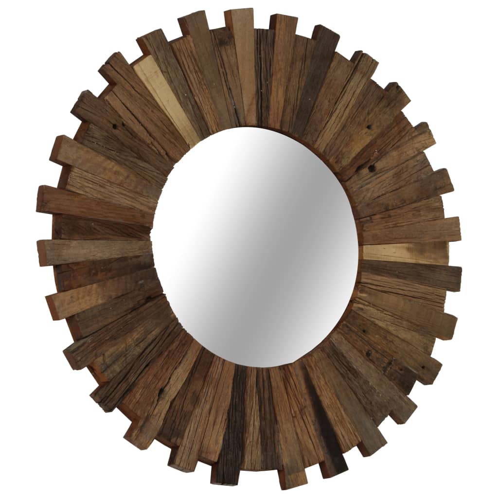 vidaXL Stensko ogledalo iz trdnega predelanega lesa 50 cm