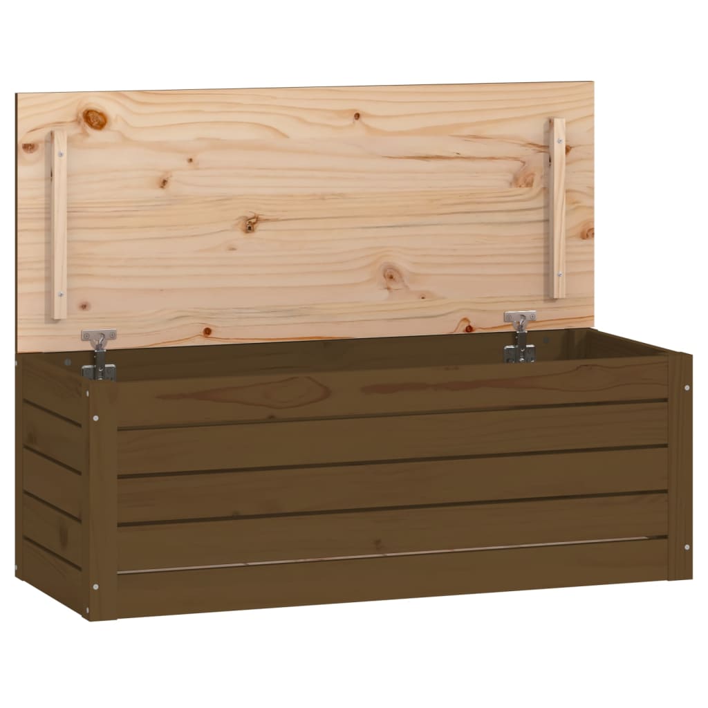 vidaXL Škatla za shranjevanje medeno rjava 89x36,5x33cm trdna borovina