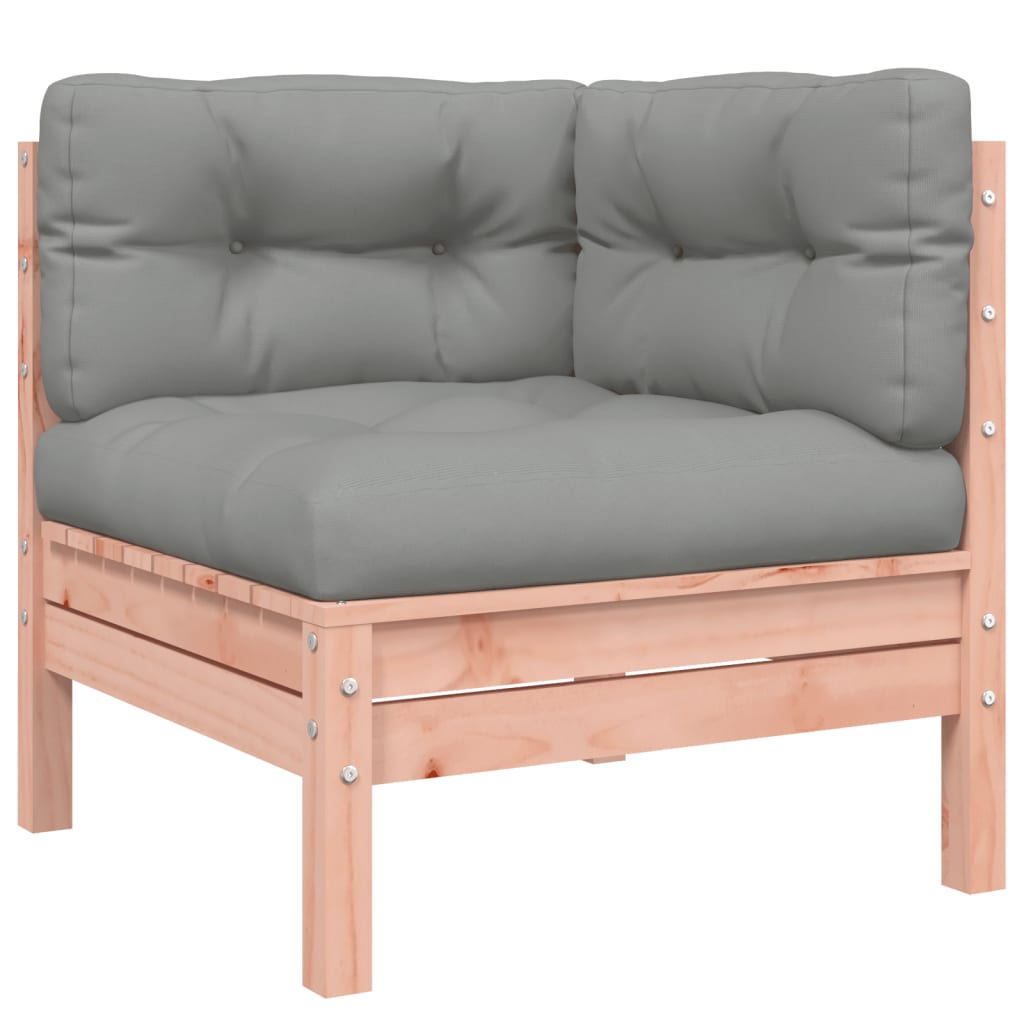 vidaXL Vrtni kavč z blazinami in stolčkom trden les douglas