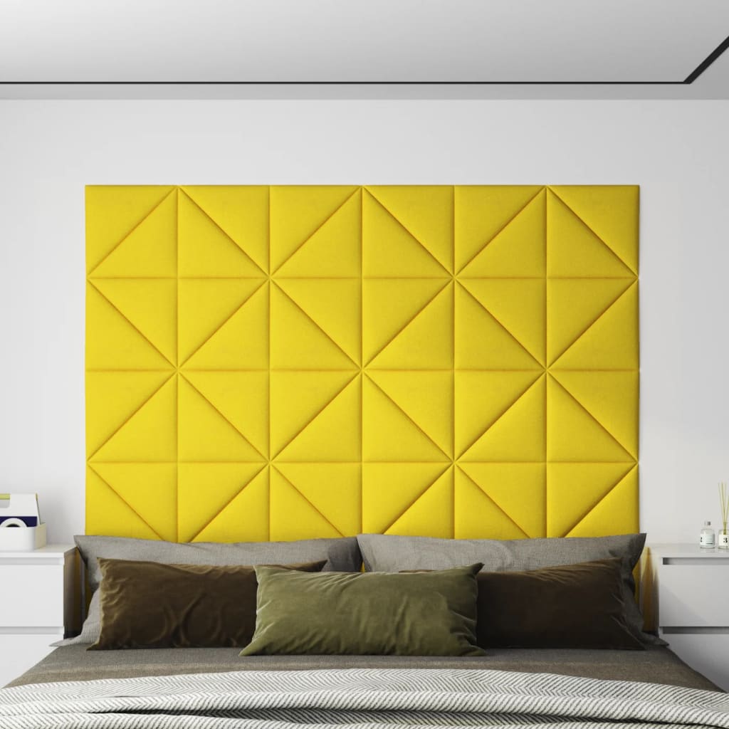 vidaXL Stenski paneli 12 kosov svetlo rumeni 30x30 cm blago 0,54 m²