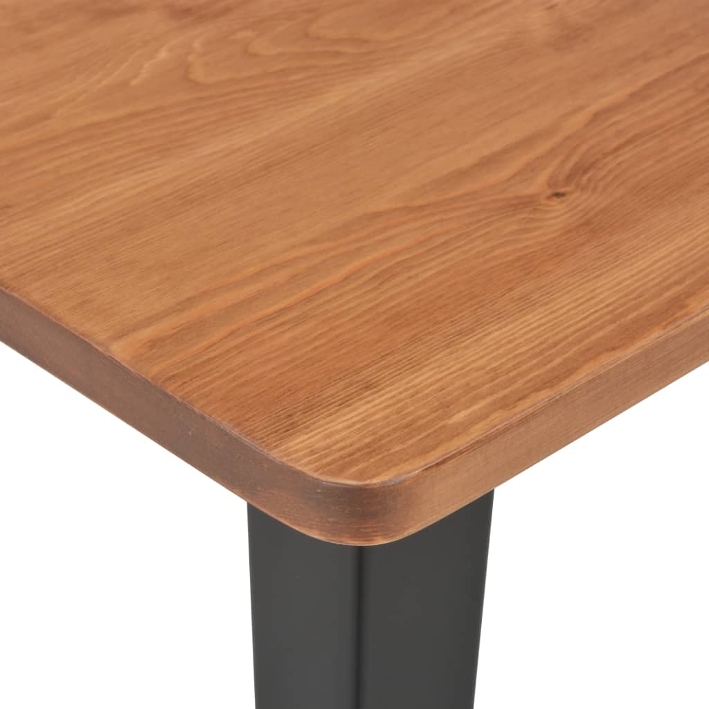 vidaXL Barska miza iz trdne borovine in jekla 60x60x108 cm črna