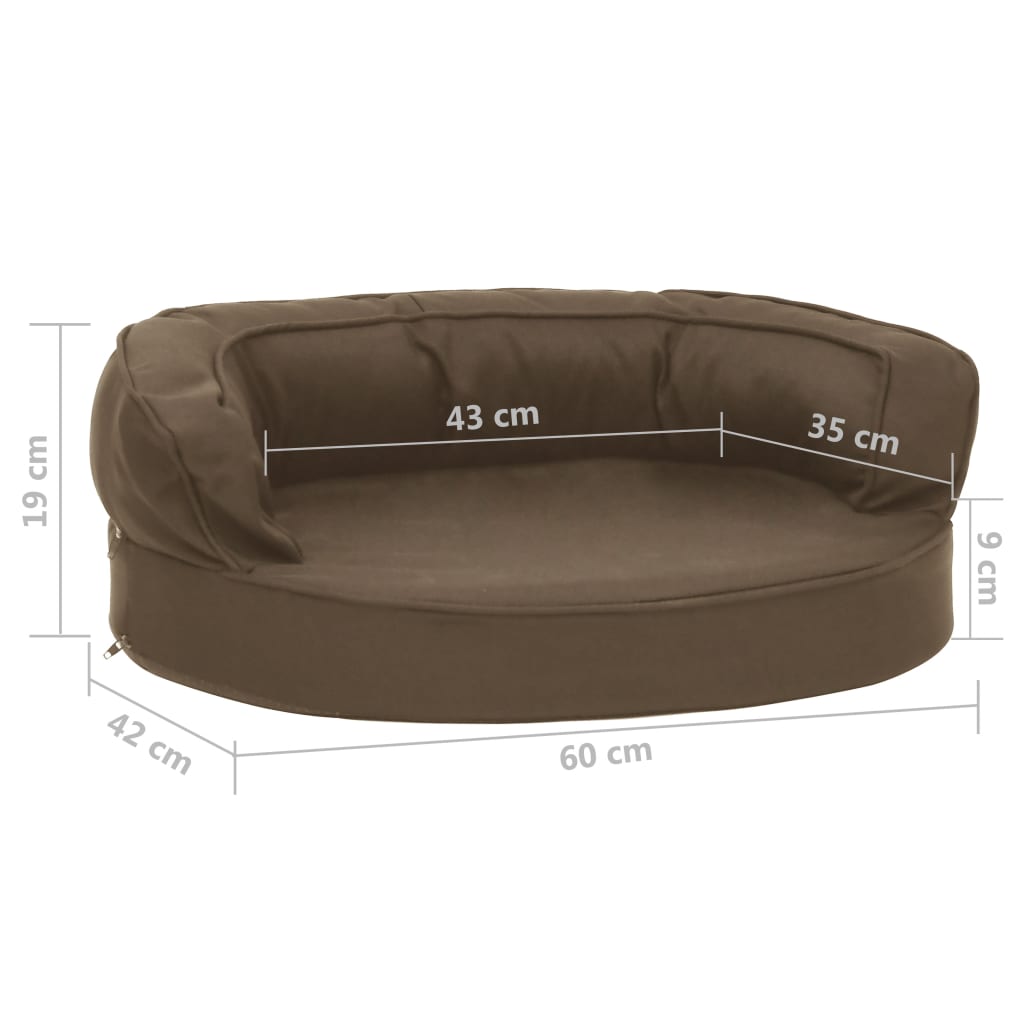 vidaXL Ergonomska pasja postelja 60x42 cm videz platna rjava