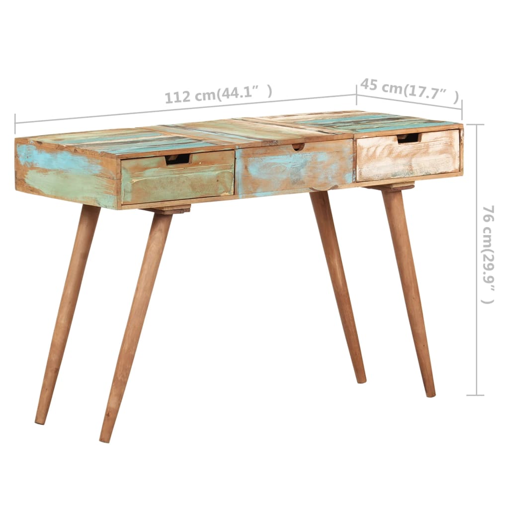 vidaXL Kozmetična mizica z ogledalom 112x45x76 cm trden predelan les