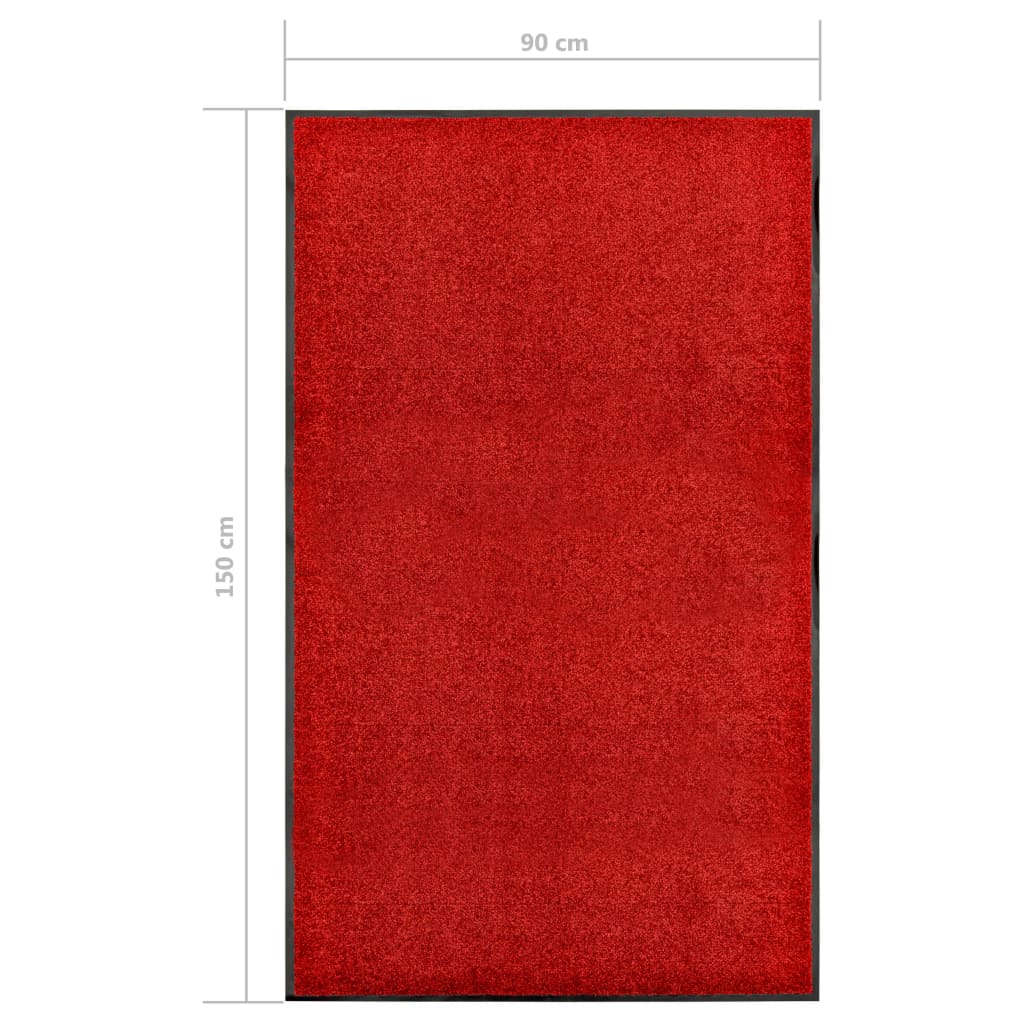 vidaXL Pralni predpražnik rdeč 90x150 cm