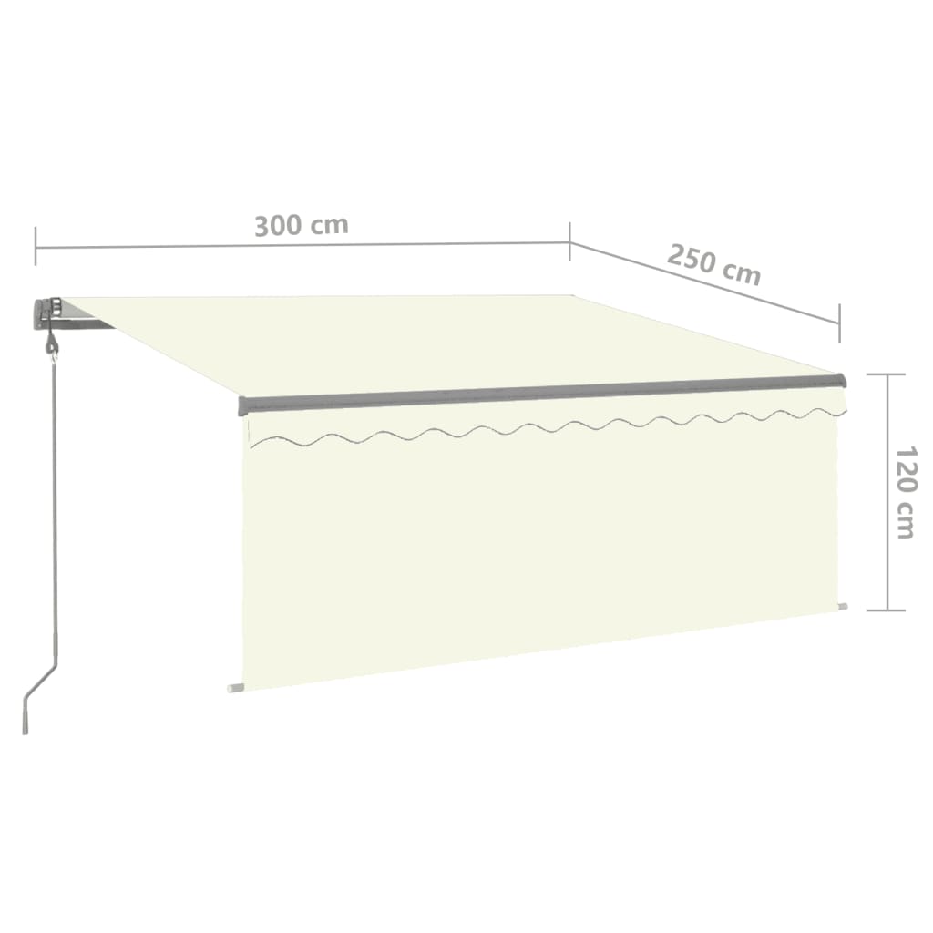 vidaXL Avtomatsko zložljiva tenda s senčilom 3x2,5 m krem