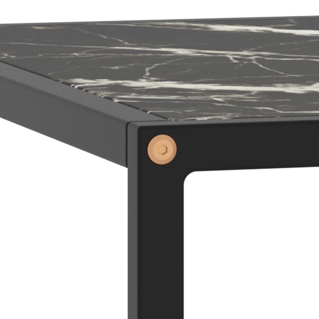 vidaXL Klubska mizica črna s črnim marmornim steklom 80x80x35 cm