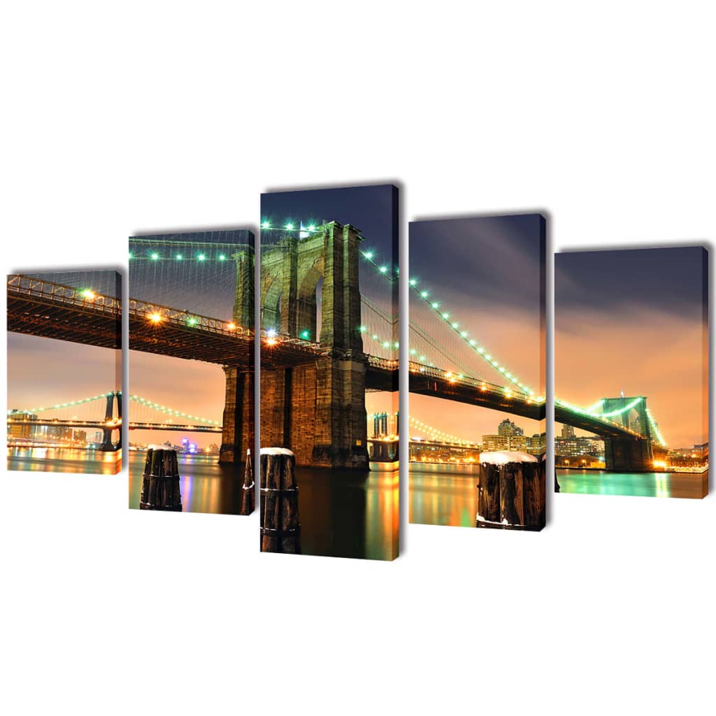Set platen s printom Brooklynskega mostu 200 x 100 cm