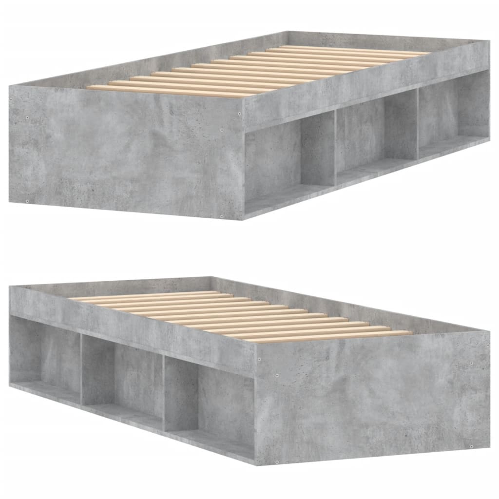 vidaXL Posteljni okvir betonsko siv 75x190 cm