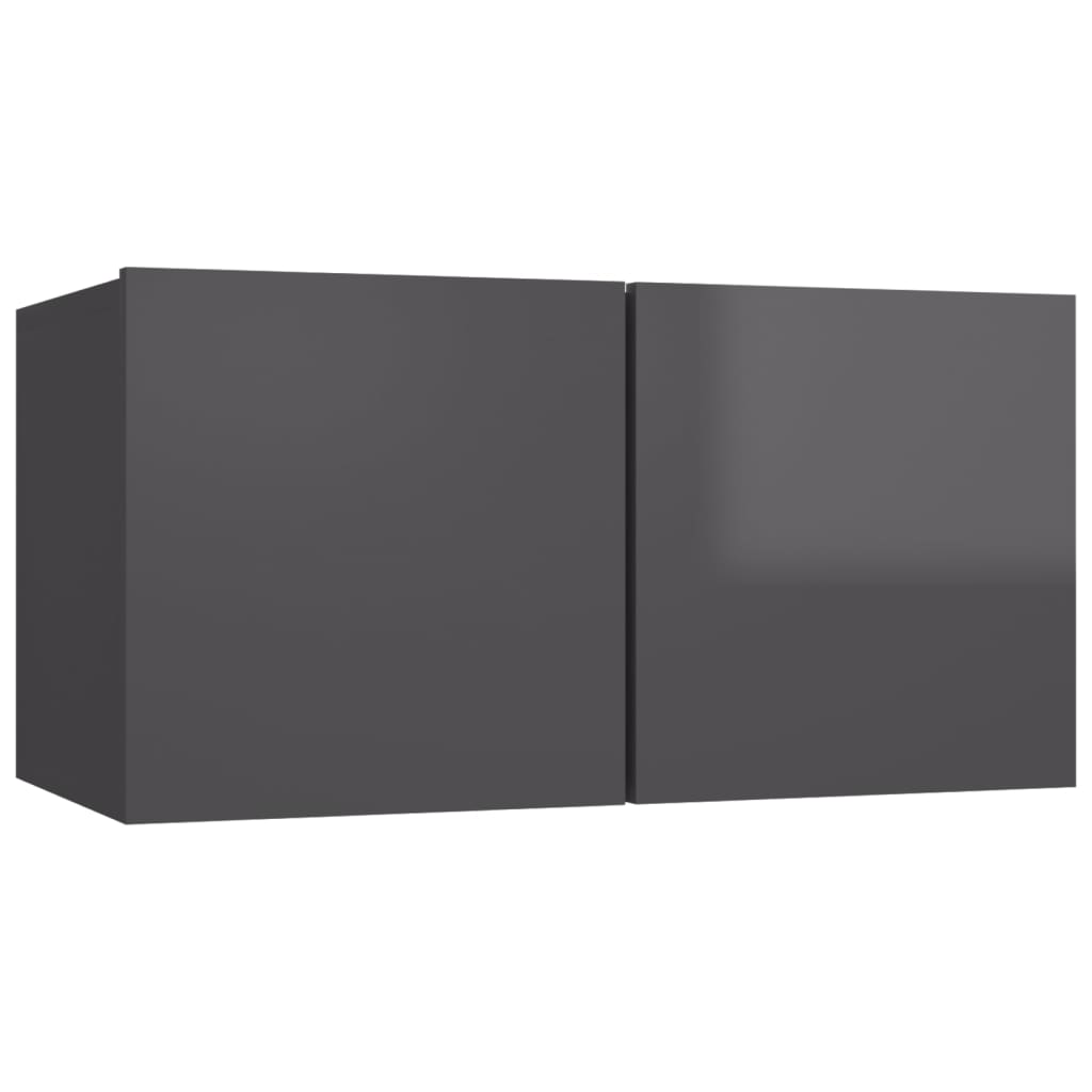 vidaXL Komplet TV omaric 10-delni visok sijaj siva iverna plošča