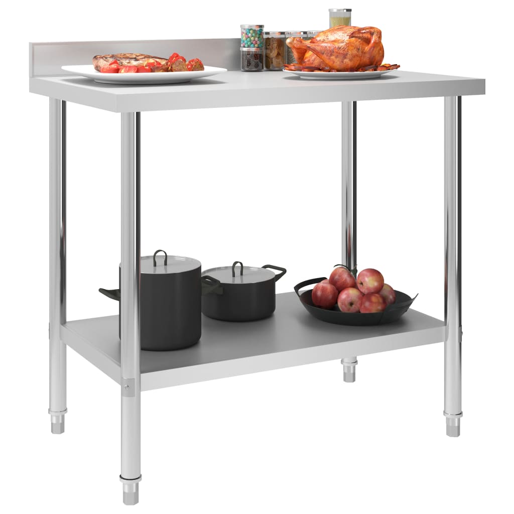 vidaXL Kuhinjska delovna miza z zaščitno ploščo 100x60x93 cm jeklo