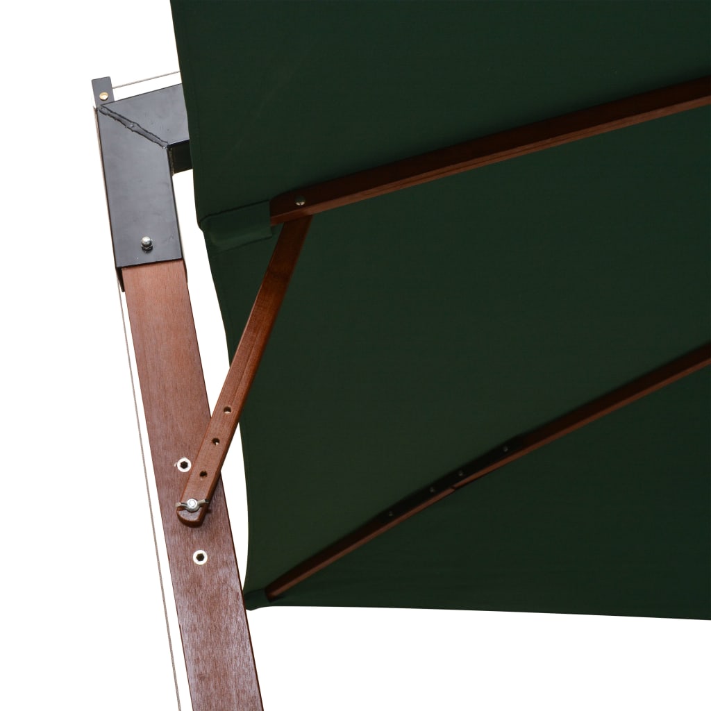 vidaXL Viseč senčnik 300x300 cm lesen drog zelene barve