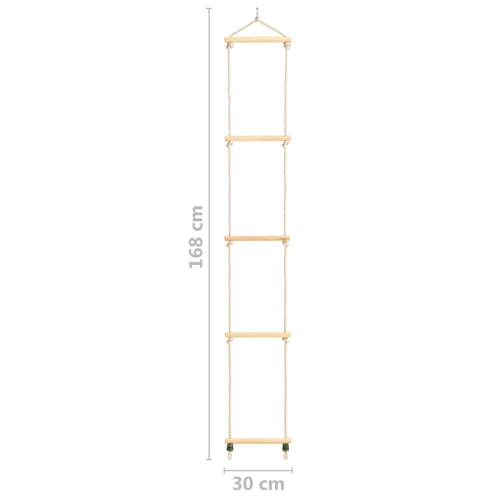 vidaXL Otroška lestev iz vrvi trden les in PE 30x168 cm