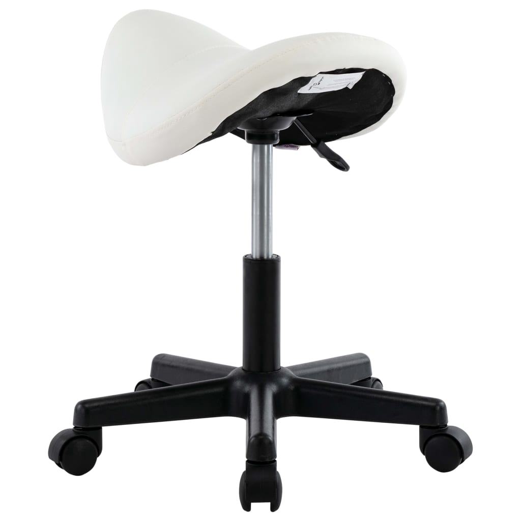 vidaXL Delovni stolček belo umetno usnje