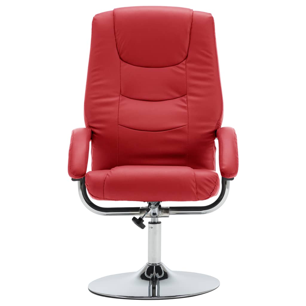 vidaXL Naslanjač s stolčkom za noge rdeče umetno usnje
