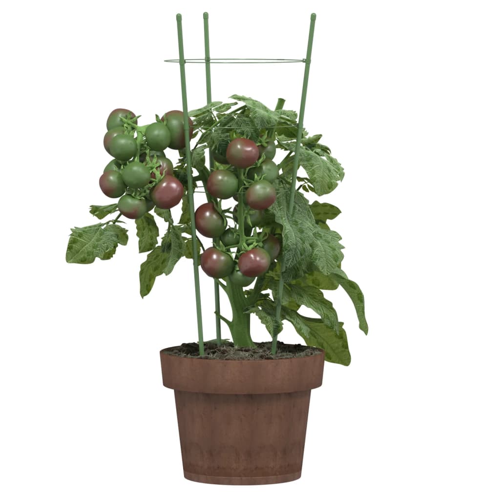 vidaXL Opore za vrtne rastline s 3 obroči 5 kosov zelene 45 cm jeklo