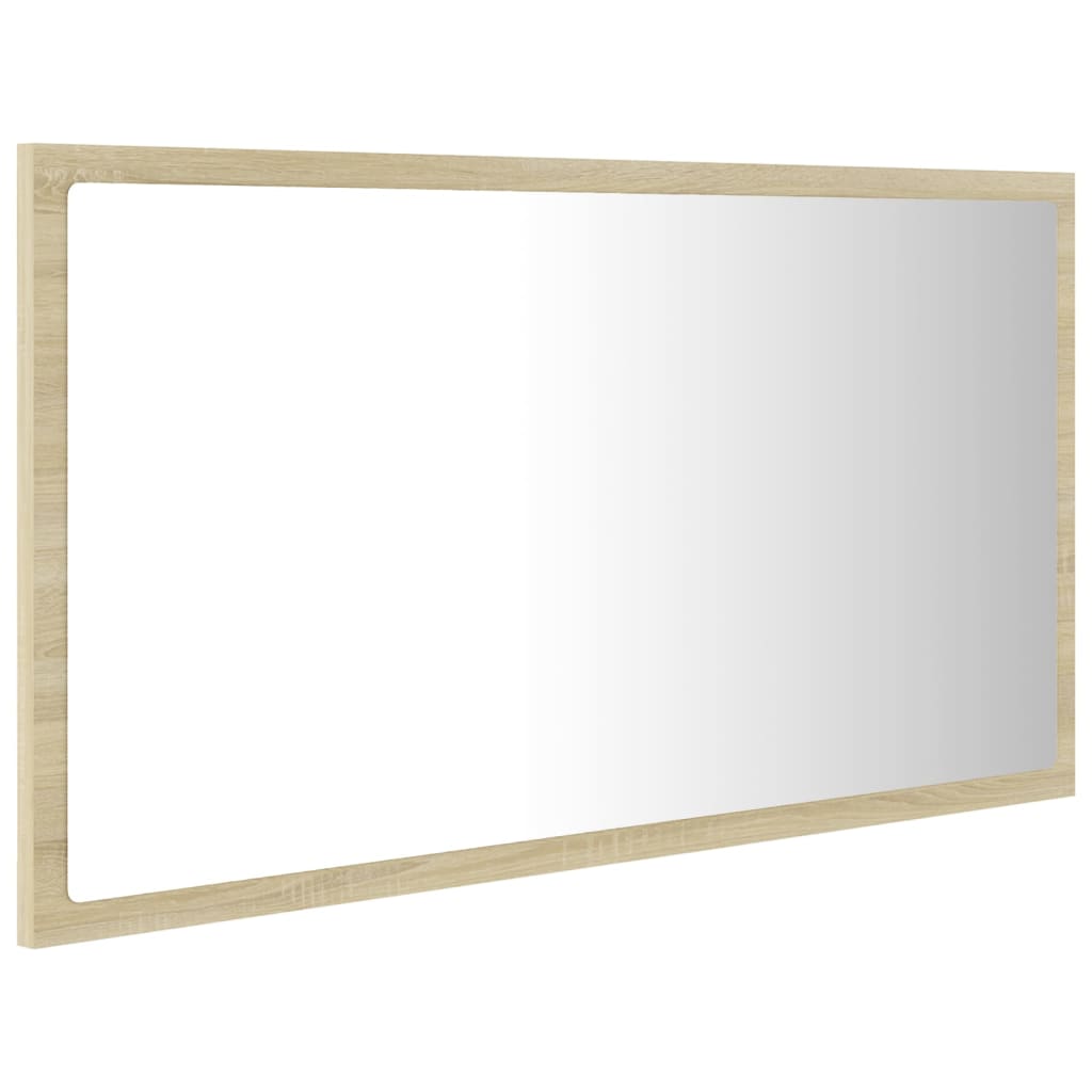 vidaXL LED kopalniško ogledalo sonoma hrast 80x8,5x37 cm akril