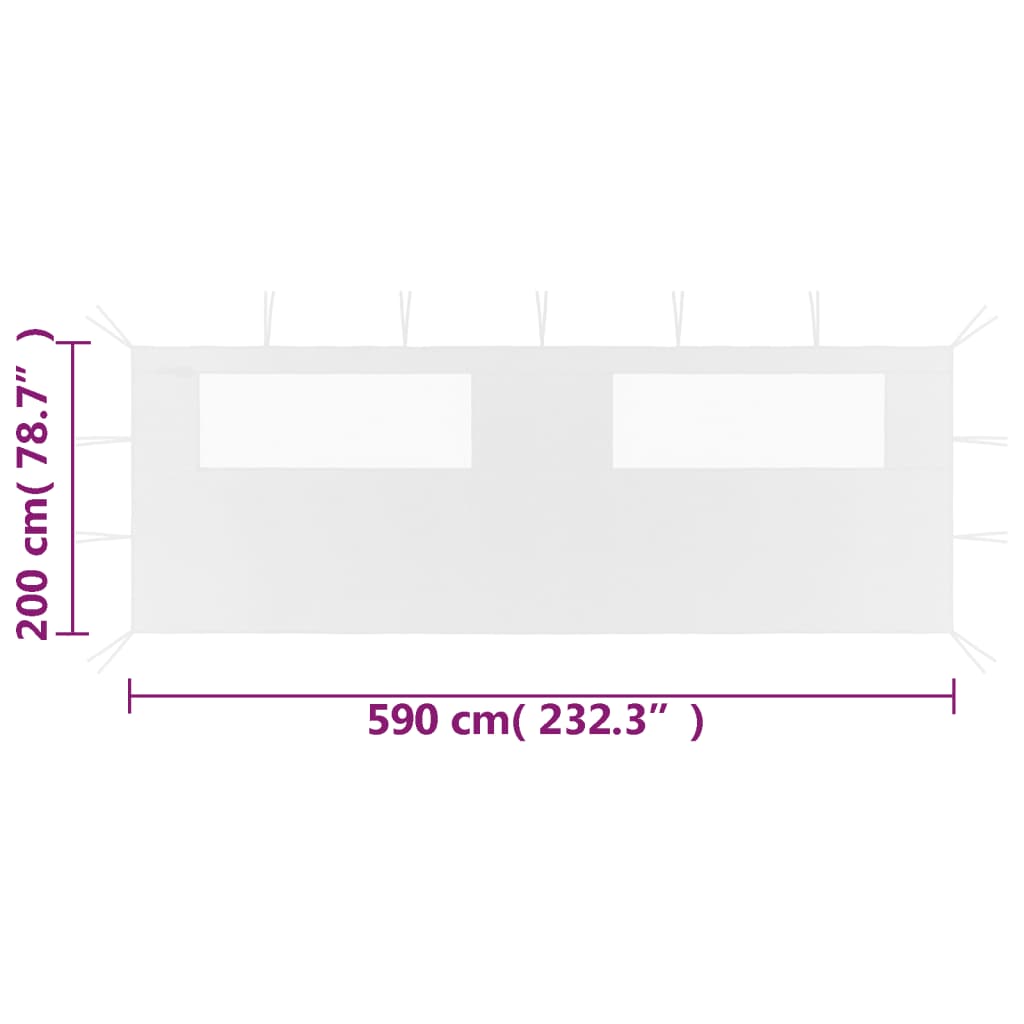 vidaXL Stranica za paviljon z okni 6x2 m bela