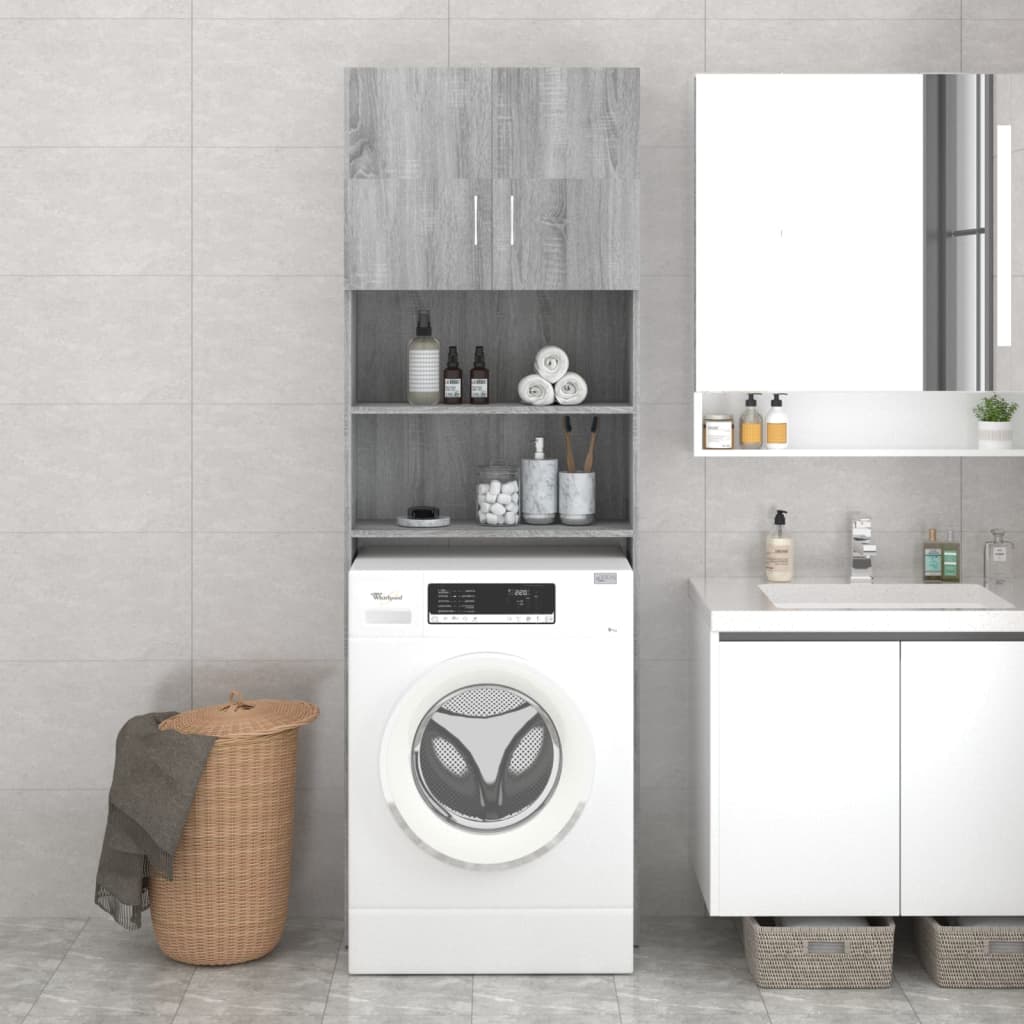 vidaXL Omara za pralni stroj siva sonoma 64x25,5x190 cm