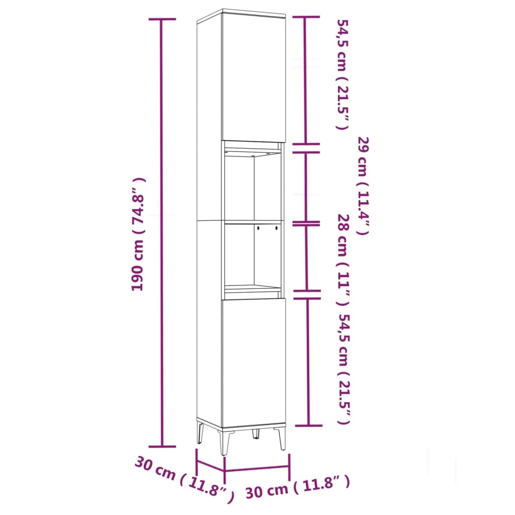 vidaXL Komplet kopalniških omaric 3-delni dimljen hrast inženirski les