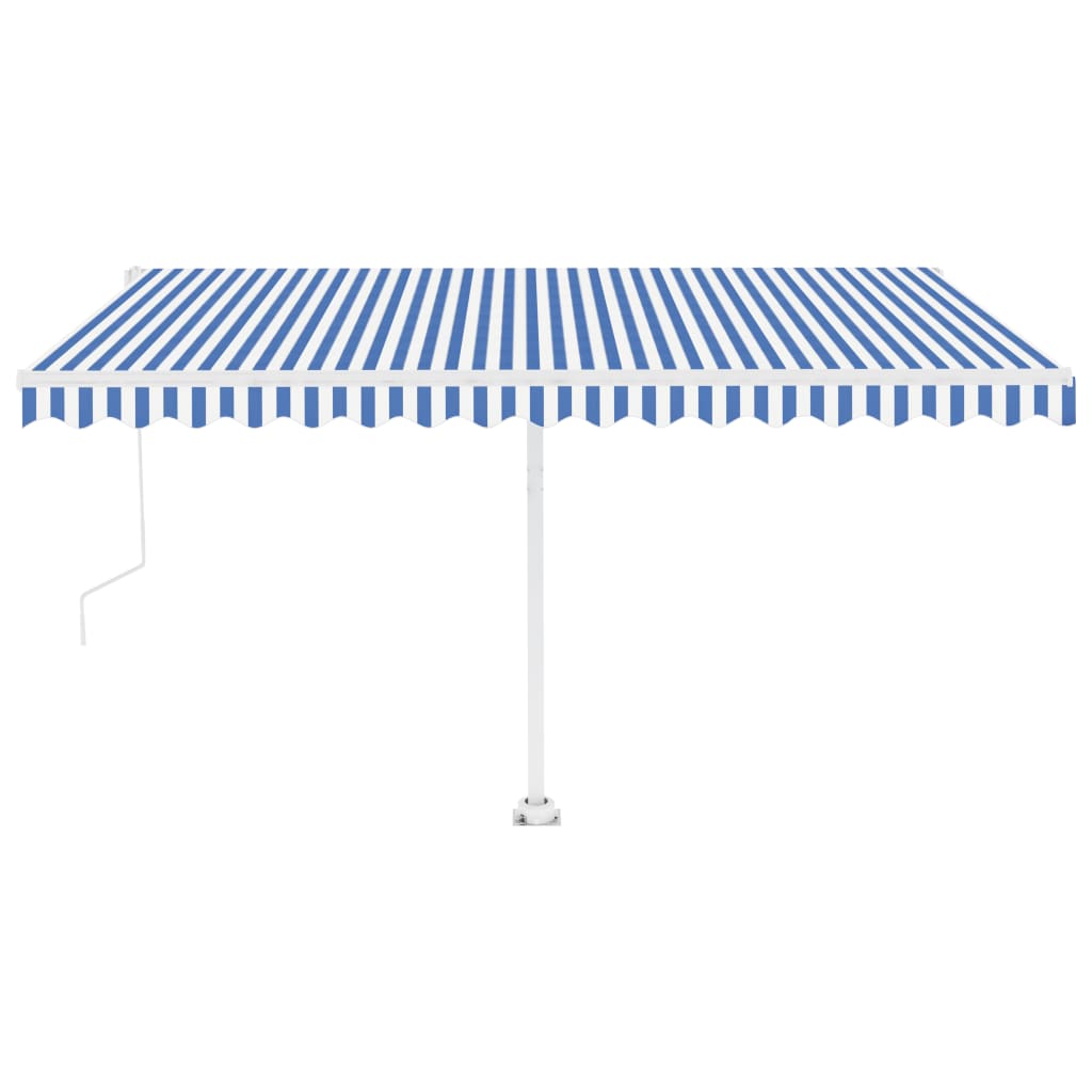 vidaXL Avtomatska tenda LED + senzor 450x300 cm modra in bela