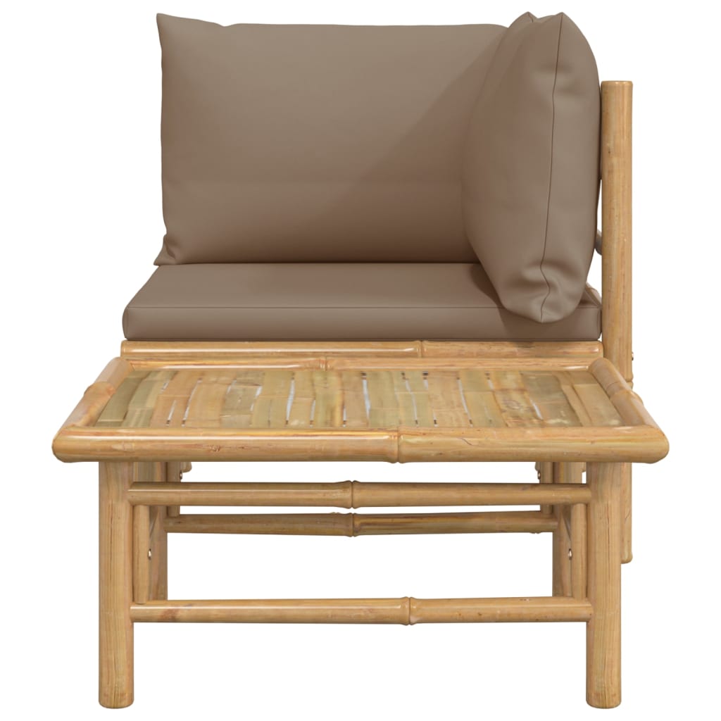 vidaXL Vrtna sedežna garnitura 2-delna s taupe blazinami bambus