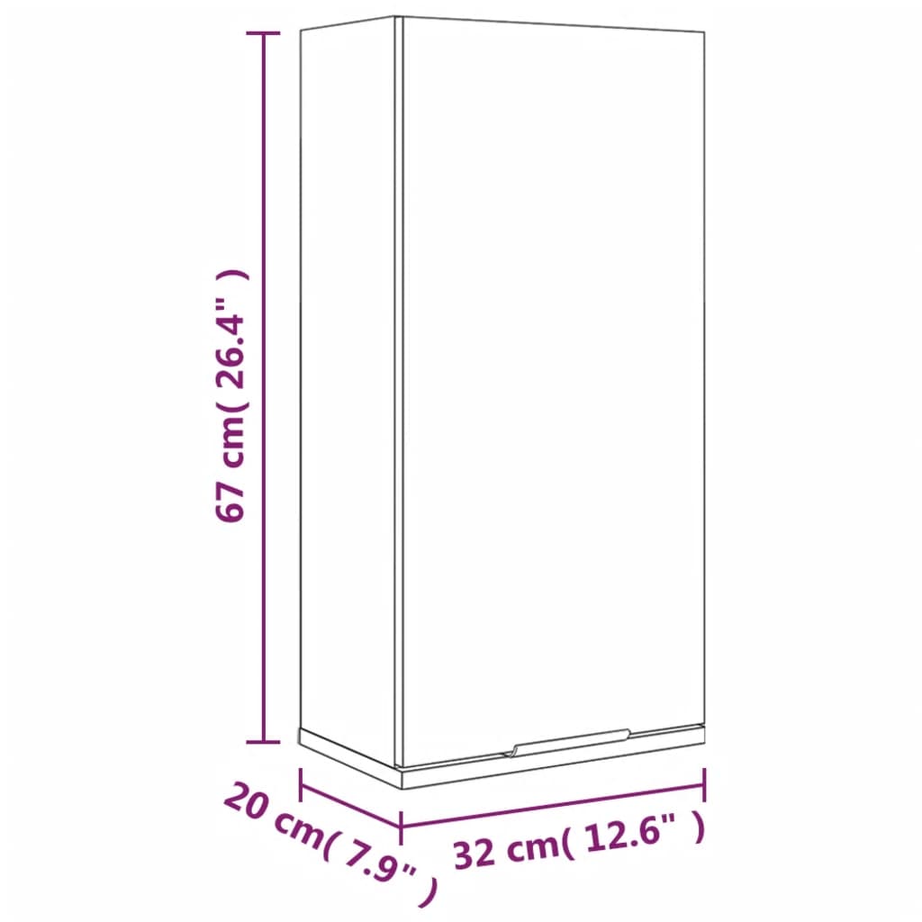 vidaXL Stenska kopalniška omarica črna 32x20x67 cm